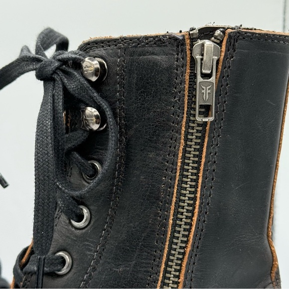 FRYE Black Leather Lace-Up Moto Boots Sabrina Sz 8 - Picture 9 of 12